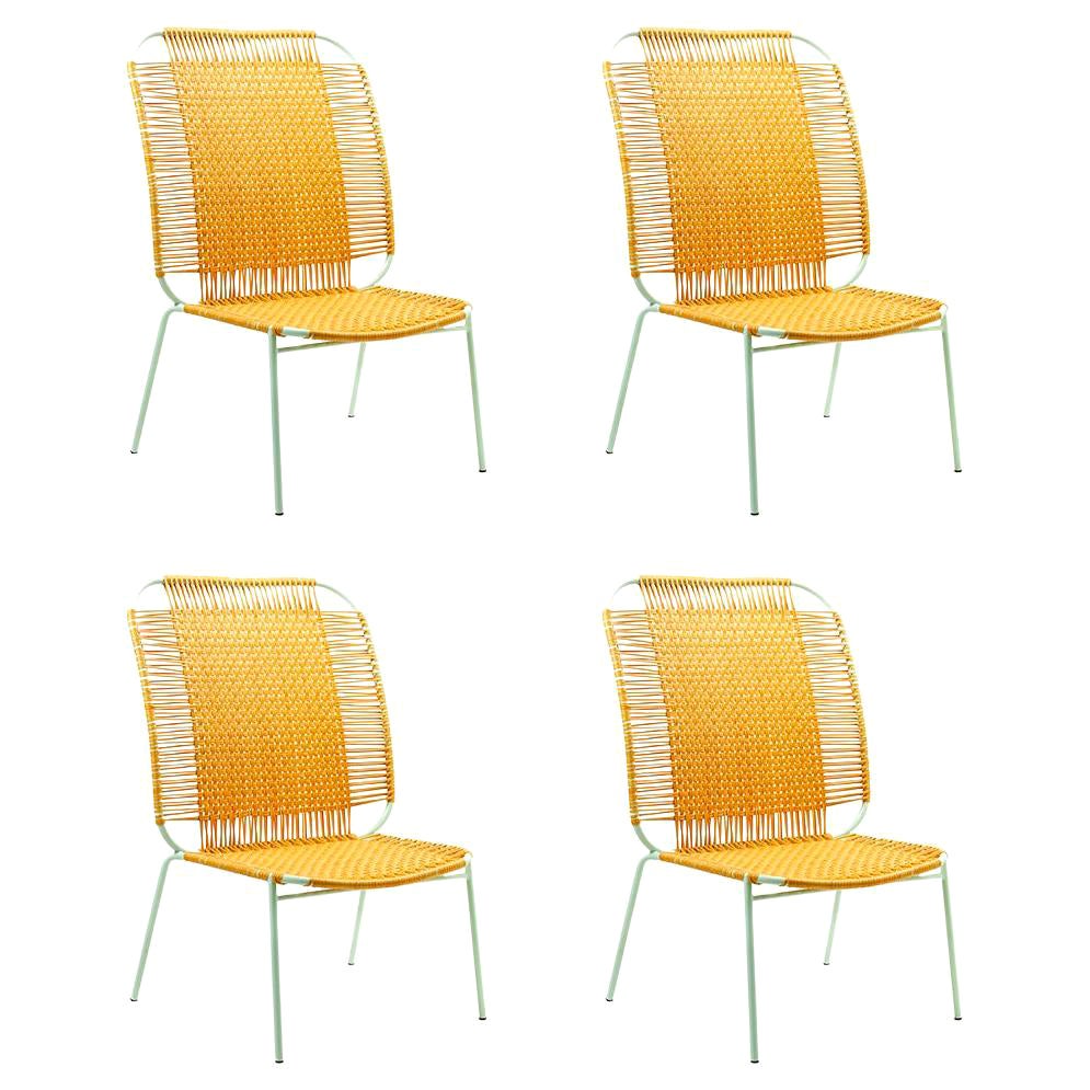 Set of 4 Honey Cielo Lounge High Chair by Sebastian Herkner For Sale
