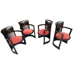 Retro Mid-Century Modern Arts & Crafts Set of 4 Frank Lloyd Wright Chairs by Cassina