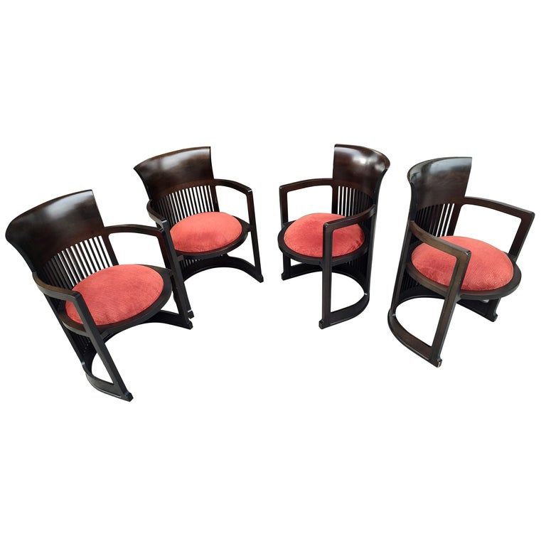 Mid-Century Modern Arts and Crafts Set of 4 Frank Lloyd Wright Chairs ...