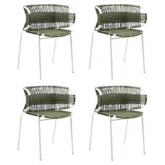 Set of 4 Olive Cielo Stacking Chair with Armrest by Sebastian Herkner