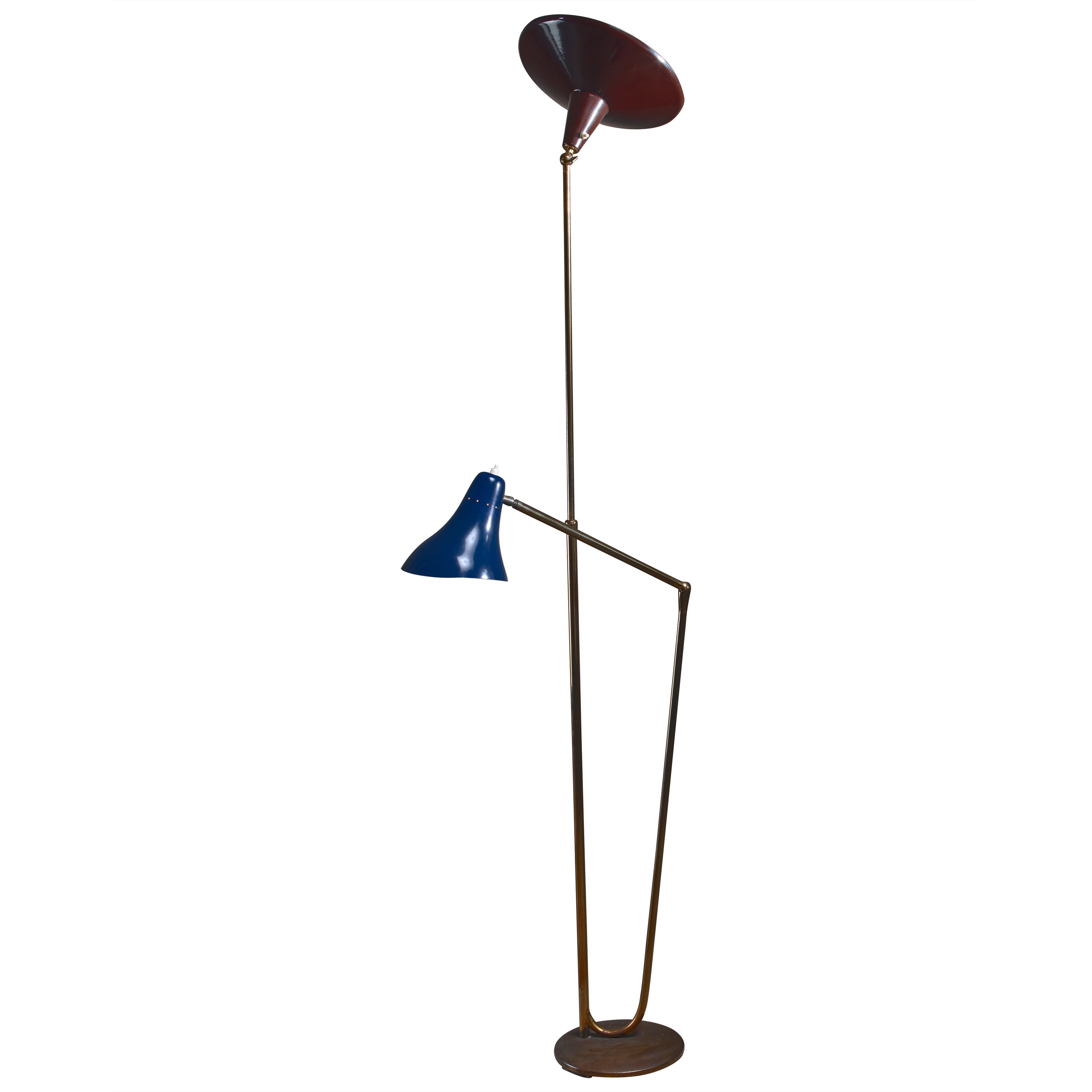 Guiseppe Ostuni Floor Lamp with 2 Shades for O-Luce, Italy For Sale