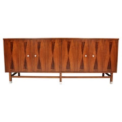 Vintage Stanley Walnut and Rosewood Credenza
