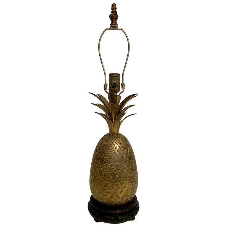 Italian Brass Pineapple Lamp For Sale at 1stDibs