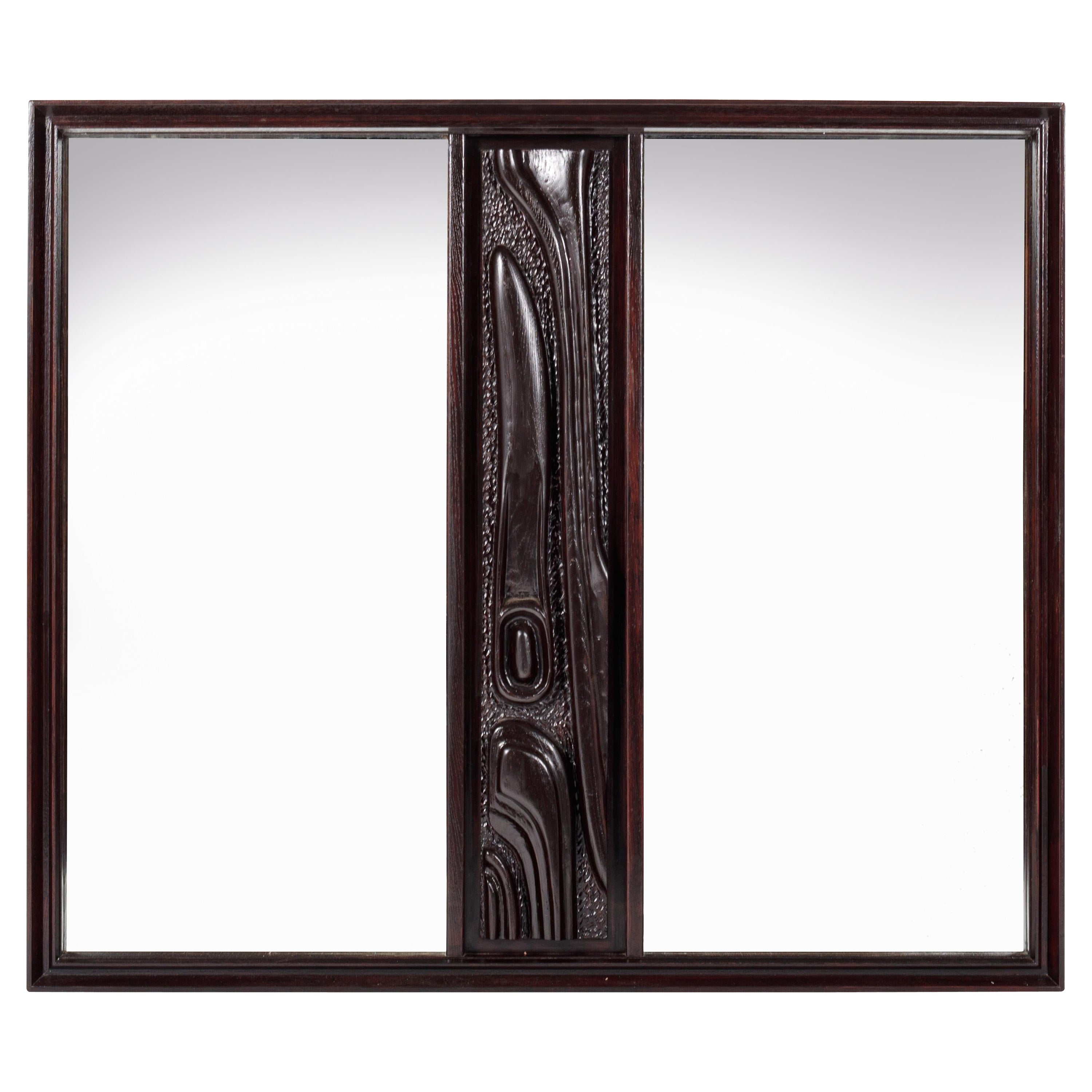 Mid-Century Modern Witco Styled Pulaski Oceanic Mirror in Walnut, USA, c. 1970's For Sale