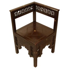 Antique Carved Moroccan Corner Chair