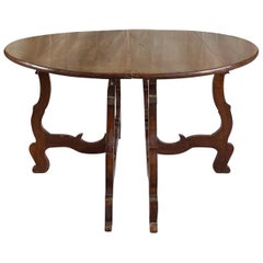 Used 18th Century Italian Pair of Baroque Walnut End Tables, Tuscan Console Tables