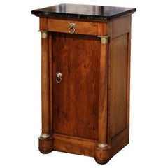 19th Century French Empire Mahogany and Marble Nightstand Bedside Table