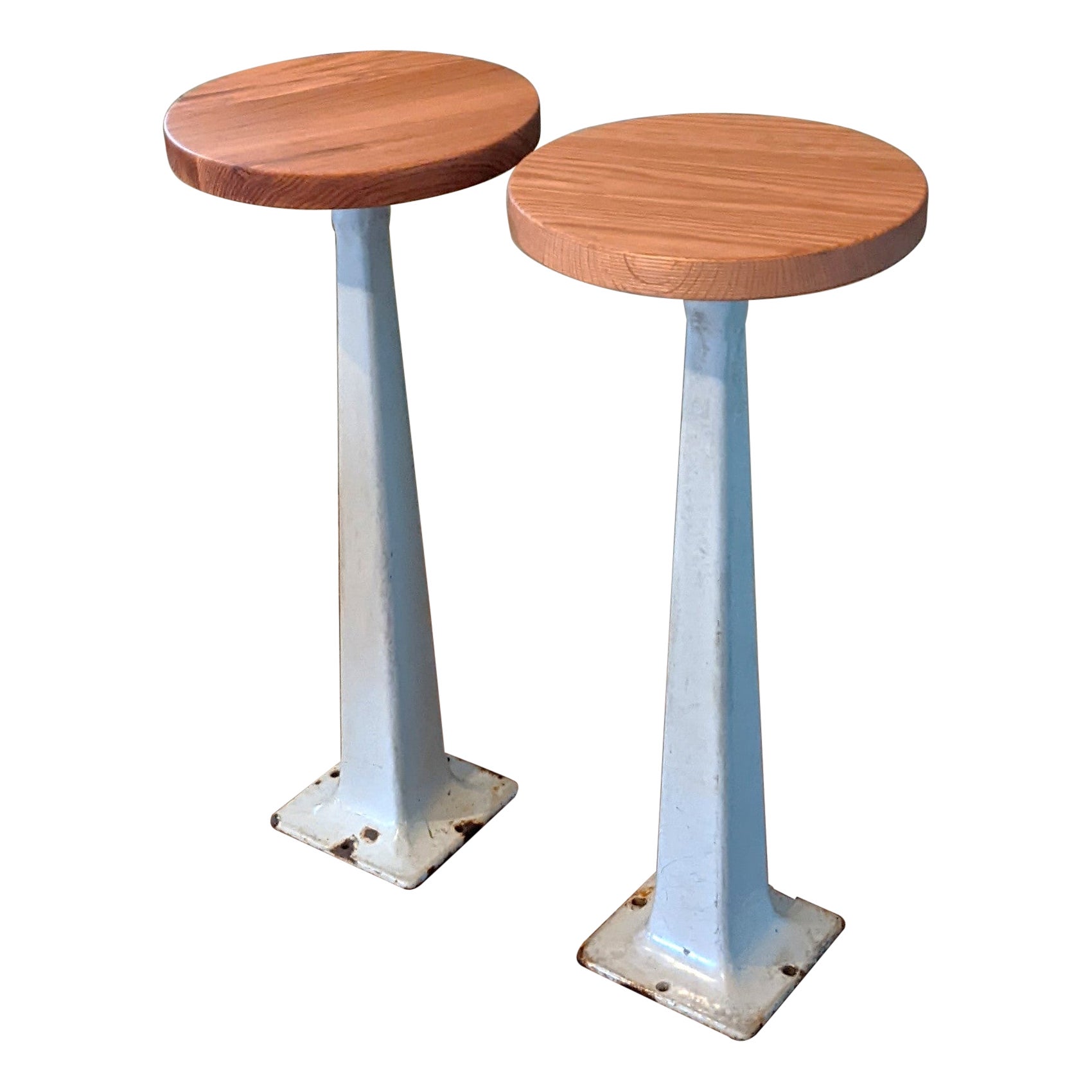 Pair of White Diner Counter Stools For Sale