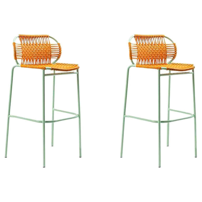 Set of 2 Honey Cielo Bar Stool by Sebastian Herkner For Sale