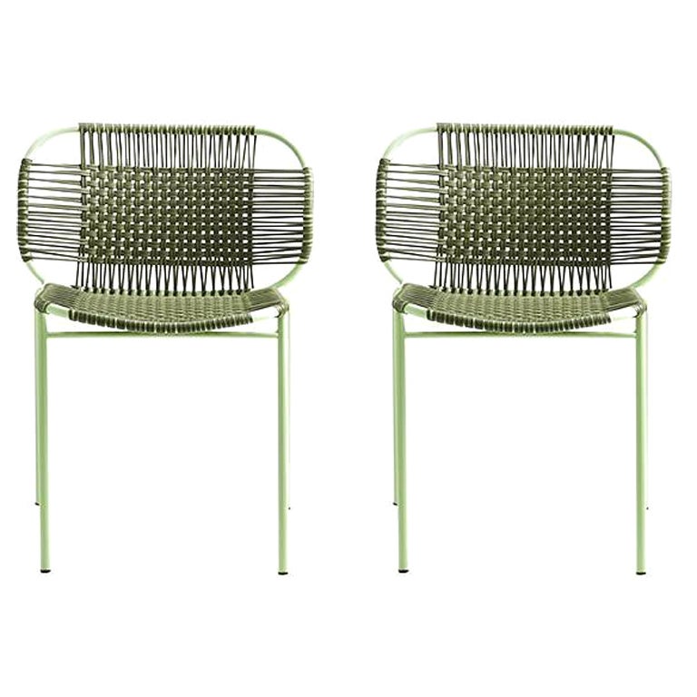 Set of 2 Olive Cielo Stacking Chair by Sebastian Herkner For Sale