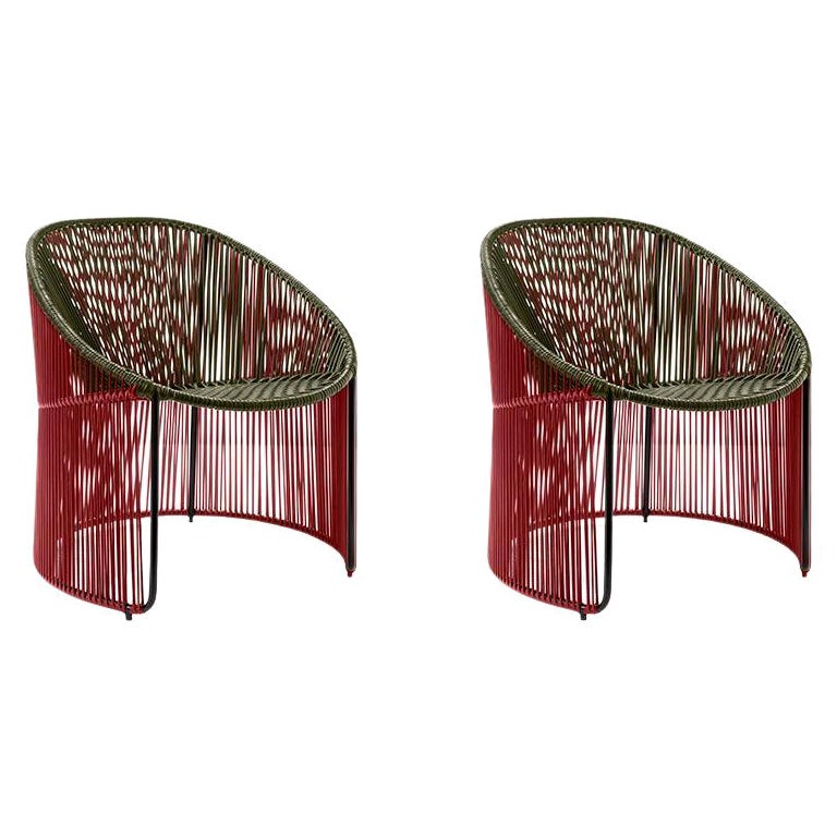 Set of 2 Olive Cartagenas Lounge Chair by Sebastian Herkner