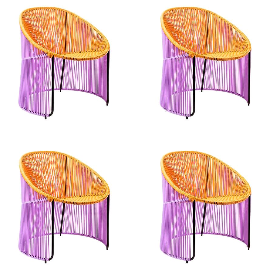 Set of 4 Honey Cartagenas Lounge Chair by Sebastian Herkner For Sale