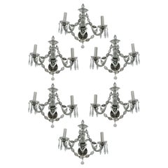Set of Six French Twin Branch Wall Lights