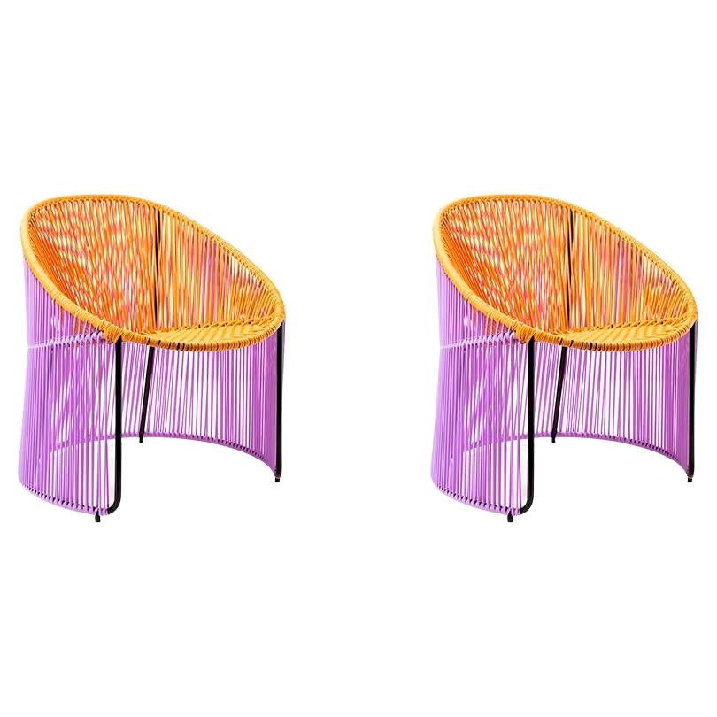 Set of 2 Honey Cartagenas Lounge Chair by Sebastian Herkner For Sale
