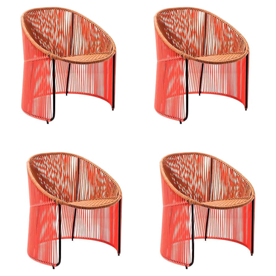 Set of 4 Coral Cartagenas Lounge Chair by Sebastian Herkner For Sale