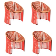 Set of 4 Coral Cartagenas Lounge Chair by Sebastian Herkner