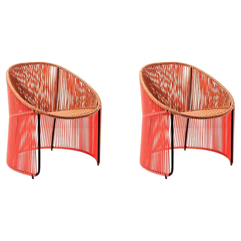 Set of 2 Coral Cartagenas Lounge Chair by Sebastian Herkner