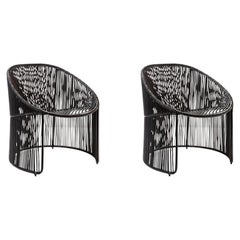 Ensemble de 2 chaises longues Cartagenas noires de Sebastian Herkner