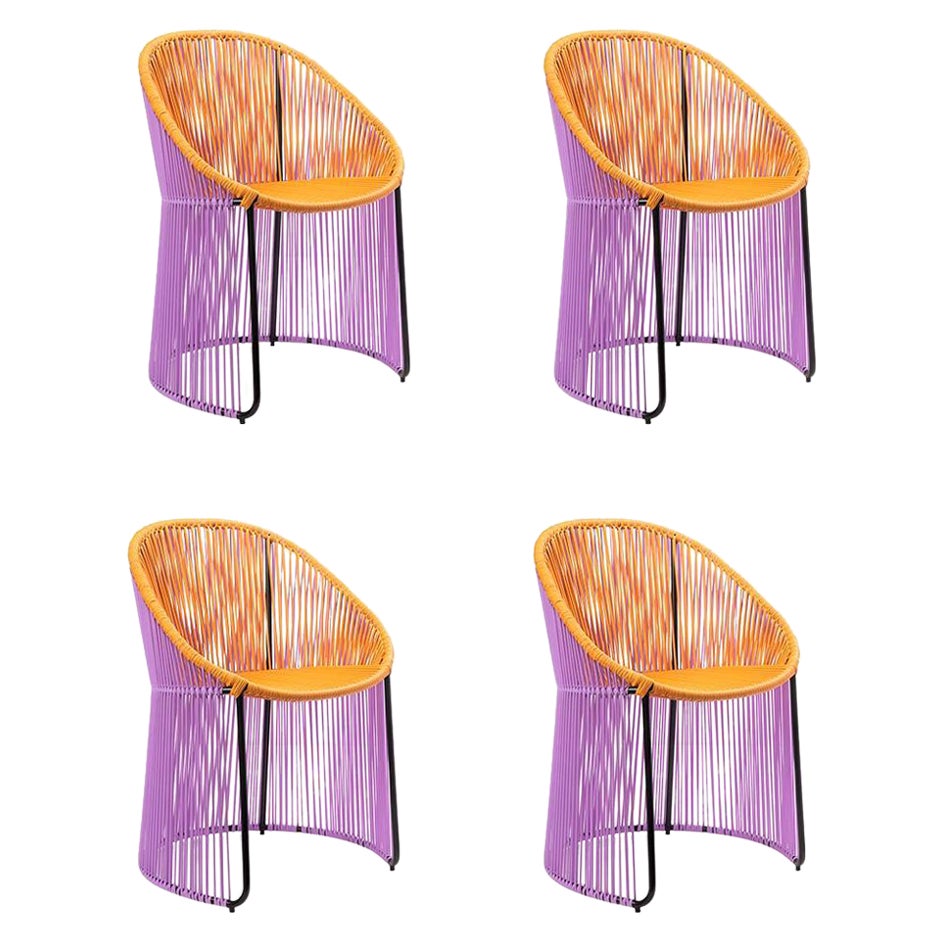 Set of 4 Honey Cartagenas Dining Chair by Sebastian Herkner