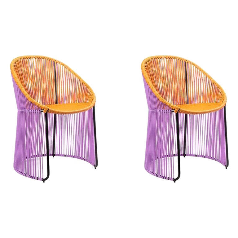 Set of 2 Honey Cartagenas Dining Chair by Sebastian Herkner For Sale