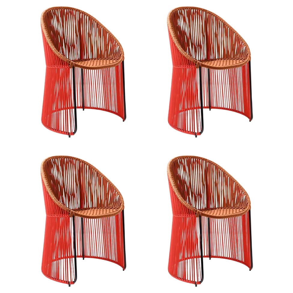 Set of 4 Coral Cartagenas Dining Chair by Sebastian Herkner