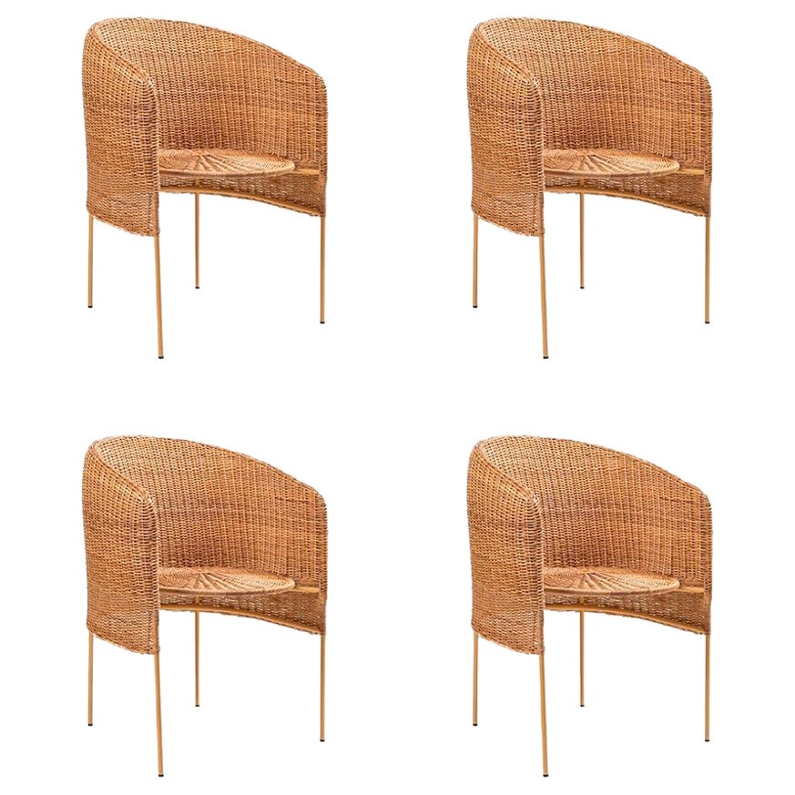 Set of 4 Caribe Natural Lounge Chair by Sebastian Herkner For Sale