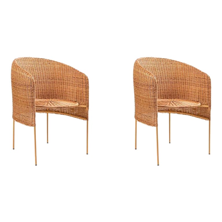 Set of 2 Caribe Natural Lounge Chair by Sebastian Herkner For Sale