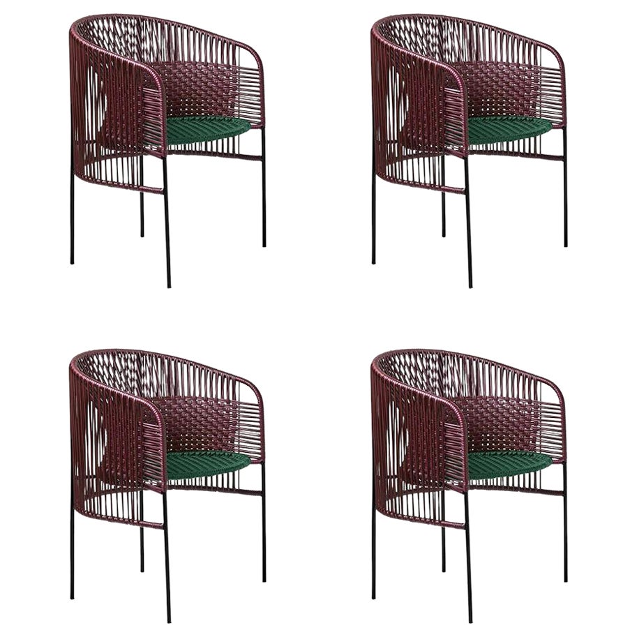 Set of 4 Violet Green Caribe Chic Dining Chair by Sebastian Herkner