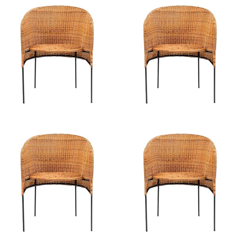 Set of 4 Caribe Natural Dining Chair by Sebastian Herkner For Sale