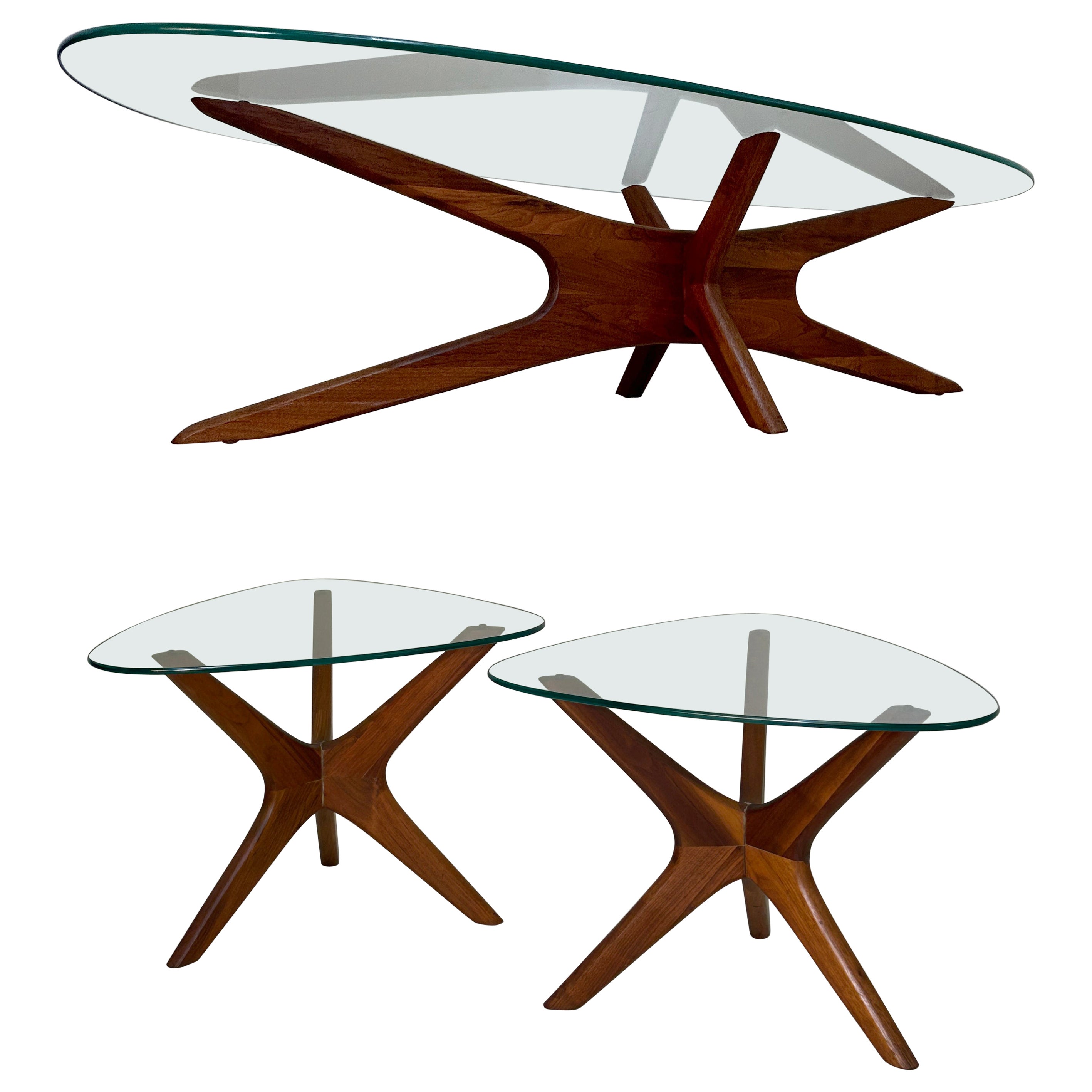 Sculptural Walnut and Glass Coffee Table by Adrian Pearsall at 1stDibs