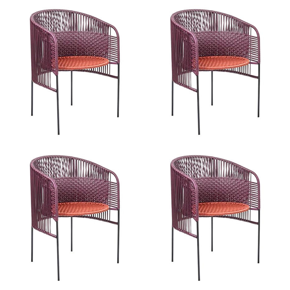 Set of 4 Violet Orange Caribe Chic Dining Chair by Sebastian Herkner For Sale