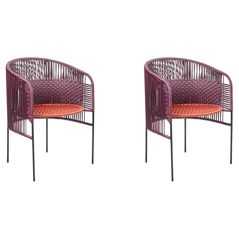 Set of 2 Violet Orange Caribe Chic Dining Chair by Sebastian Herkner For Sale