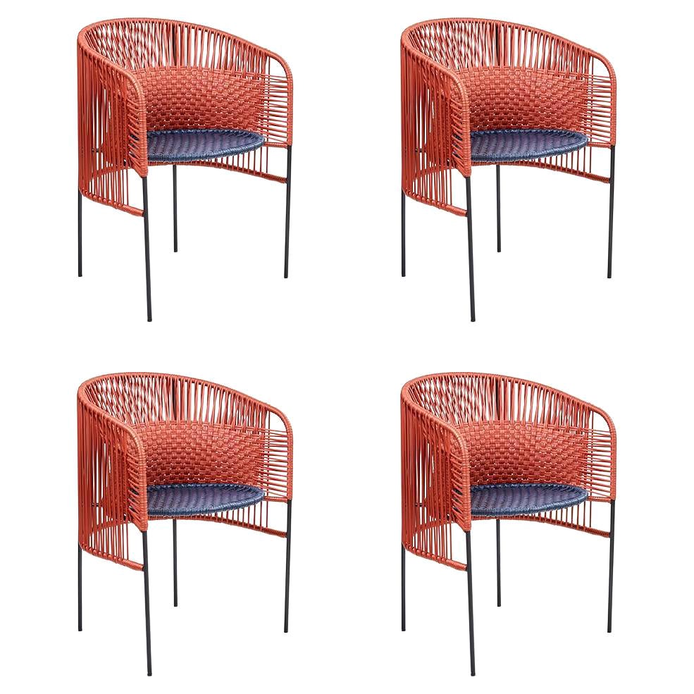 Set of 4 Orange Caribe Chic Dining Chair by Sebastian Herkner