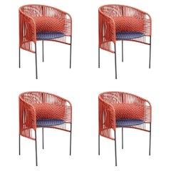 Set of 4 Orange Caribe Chic Dining Chair by Sebastian Herkner