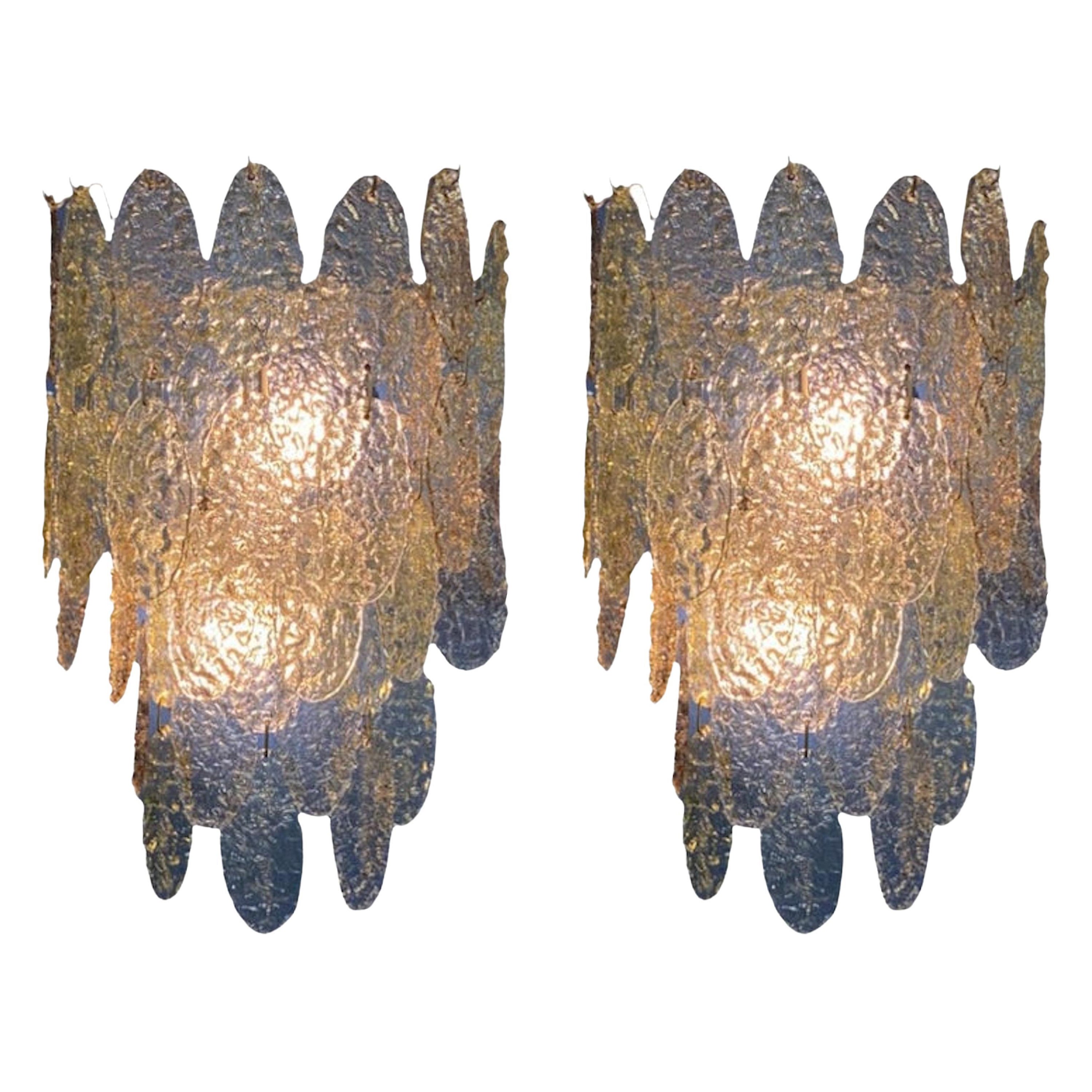 Pair of 1960s Vistosi Torcello Glass Disk Sconces by Gino Vistosi For Sale
