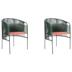 Set of 2 Green Caribe Chic Dining Chair by Sebastian Herkner