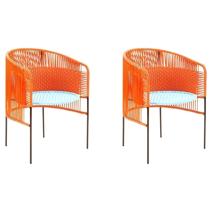 Set of 2 Orange Mint Caribe Dining Chair by Sebastian Herkner For Sale