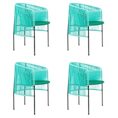 Set of 4 Mint Caribe Dining Chair by Sebastian Herkner