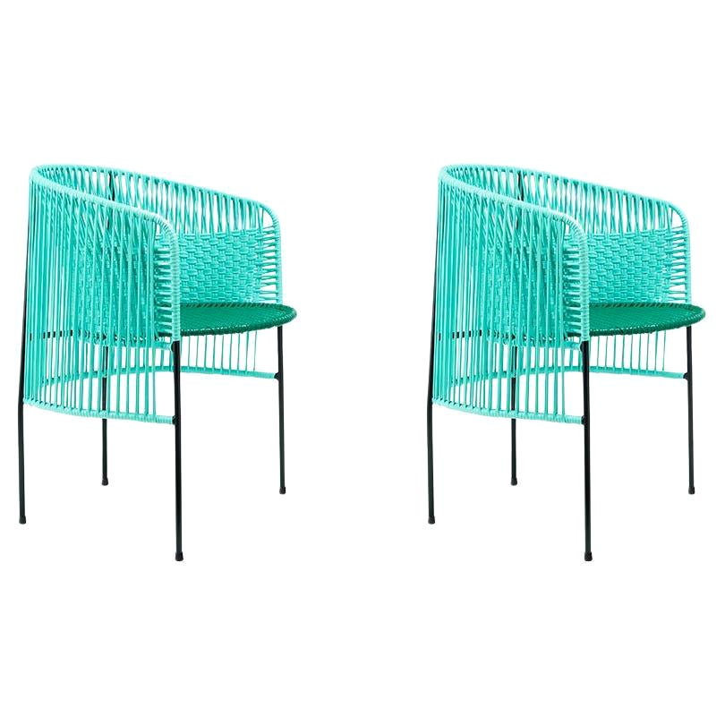 Set of 2 Mint Caribe Dining Chair by Sebastian Herkner