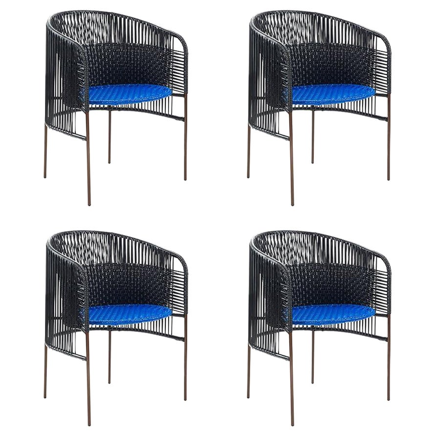 Set of 4 Black Caribe Dining Chair by Sebastian Herkner