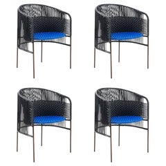 Set of 4 Black Caribe Dining Chair by Sebastian Herkner