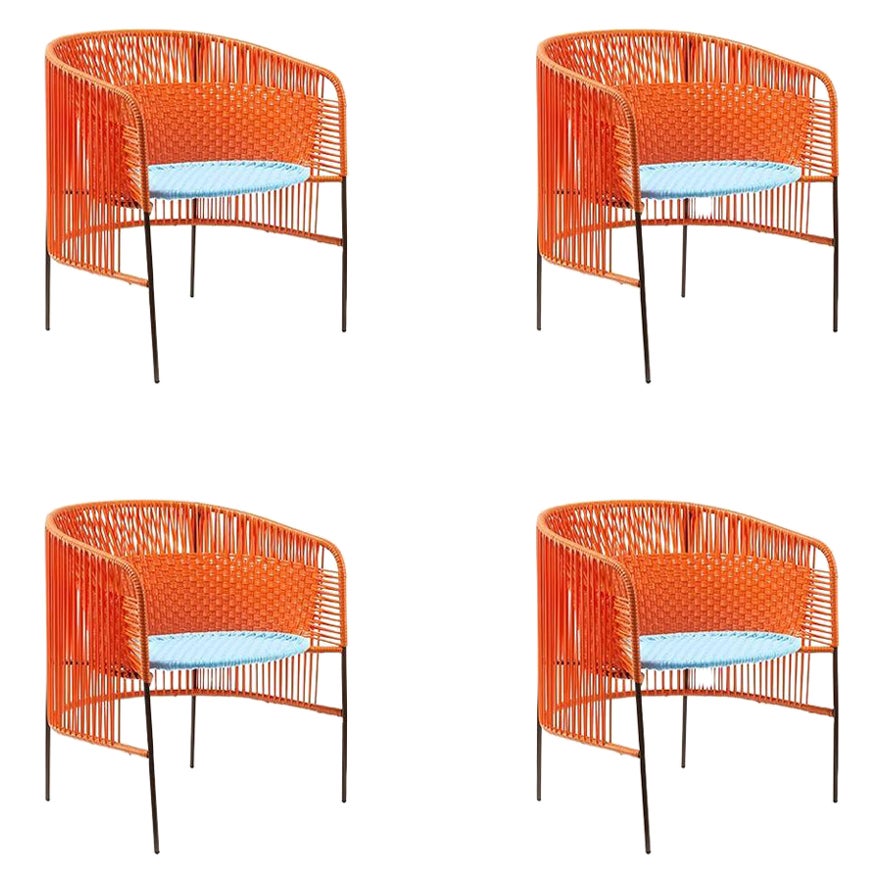 Set of 4 Orange Mint Caribe Lounge Chair by Sebastian Herkner For Sale