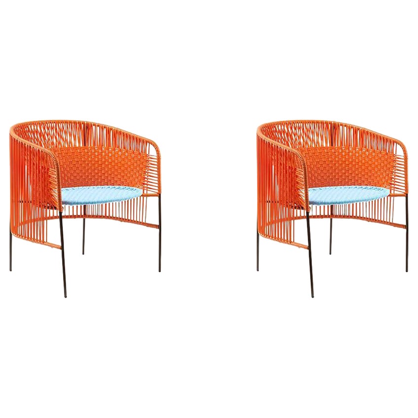 Set of 2 Orange Mint Caribe Lounge Chair by Sebastian Herkner For Sale