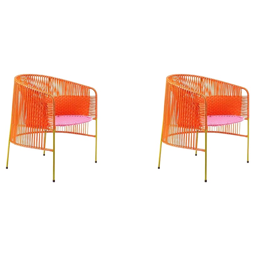 Set of 2 Orange Rose Caribe Lounge Chair by Sebastian Herkner For Sale