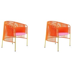 Set of 2 Orange Rose Caribe Lounge Chair by Sebastian Herkner