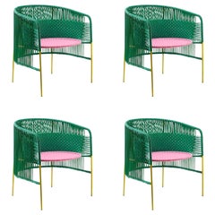 Set of 4 Green Caribe Lounge Chair by Sebastian Herkner