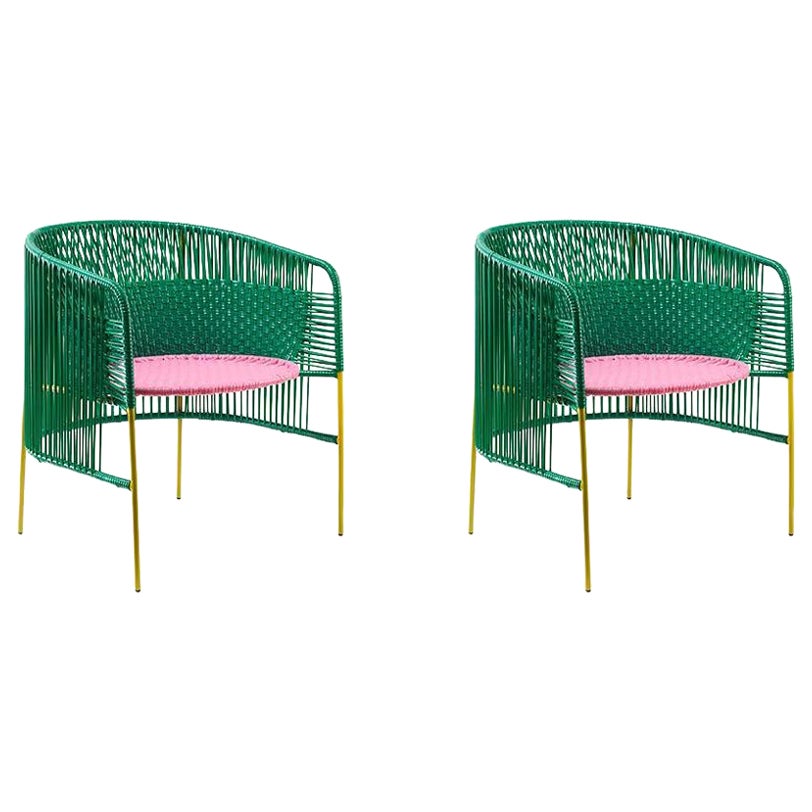 Set of 2 Green Caribe Lounge Chair by Sebastian Herkner For Sale