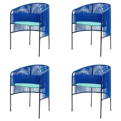 Set of 4 Blue Caribe Lounge Chair by Sebastian Herkner