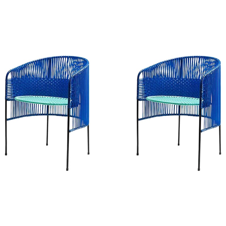 Set of 2 Blue Caribe Lounge Chair by Sebastian Herkner For Sale