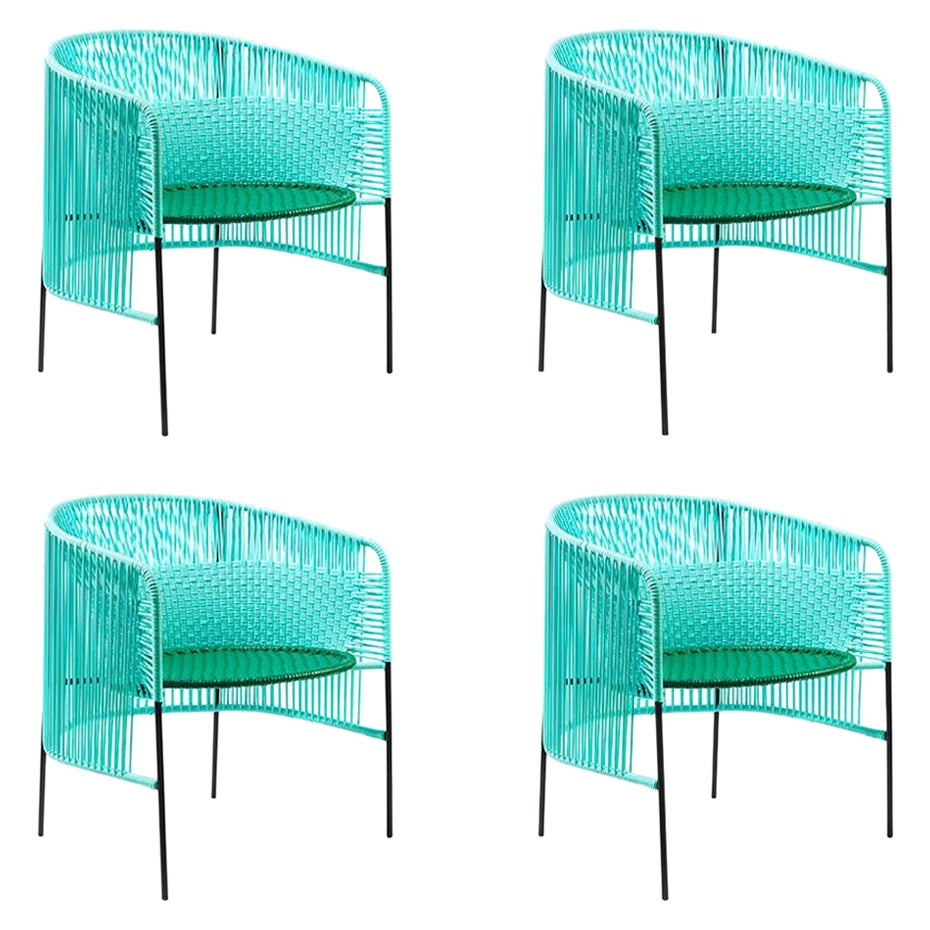 Set of 4 Mint Caribe Lounge Chair by Sebastian Herkner For Sale